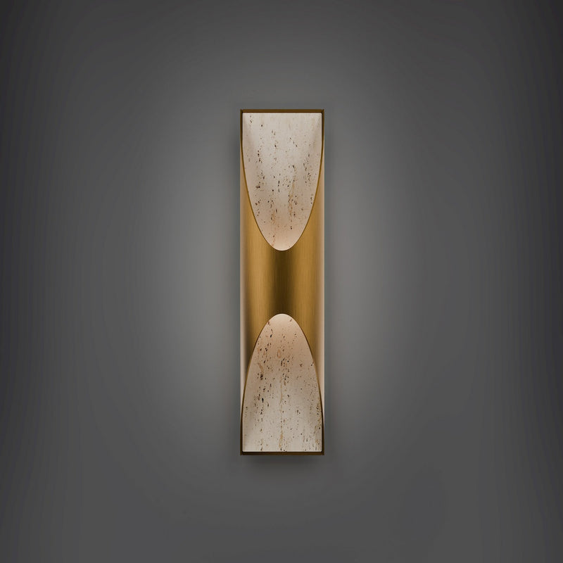 Modern Forms WS202624-WV/AB LED Wall Sconce, Beige Travertine/Aged Brass