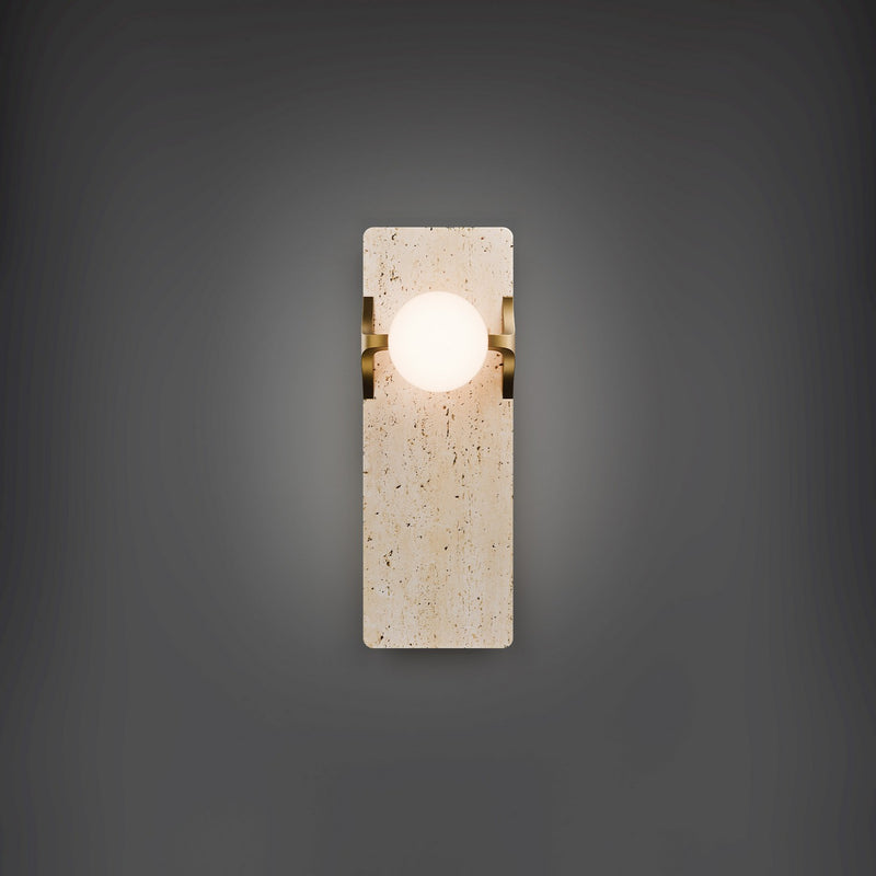 Modern Forms WS220614-WV/AB LED Wall Sconce, Beige Travertine/Aged Brass