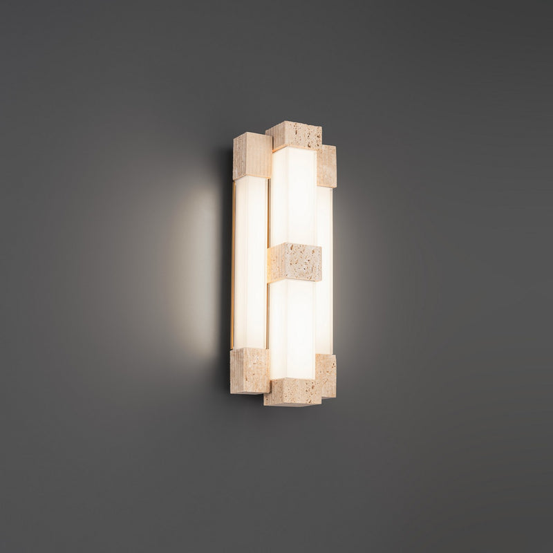 Modern Forms WS244616-WV/AB LED Wall Sconce, Beige Travertine/Aged Brass