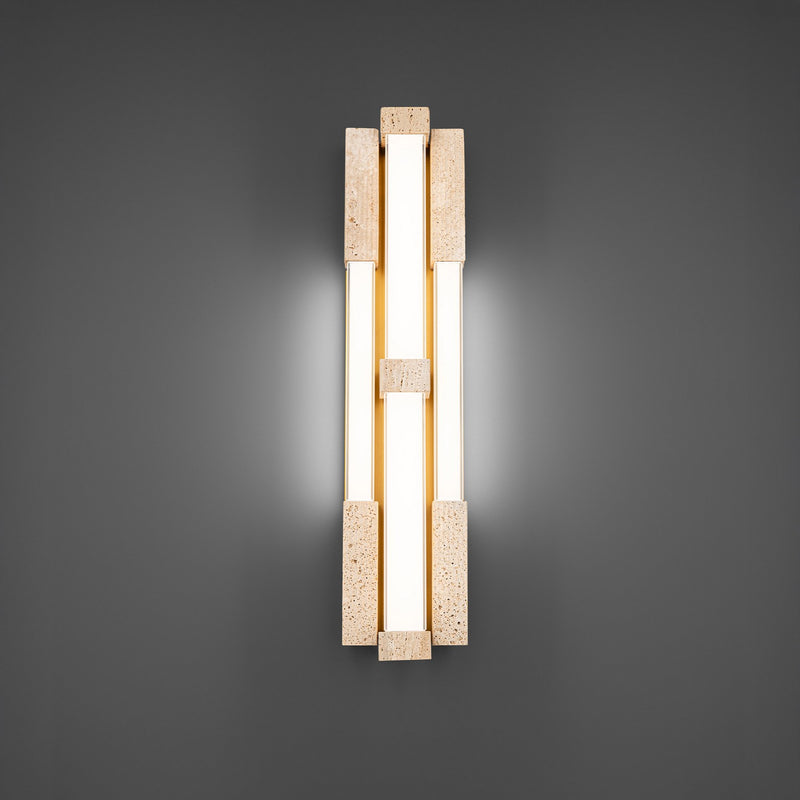 Modern Forms WS244628-WV/AB LED Wall Sconce, Beige Travertine/Aged Brass