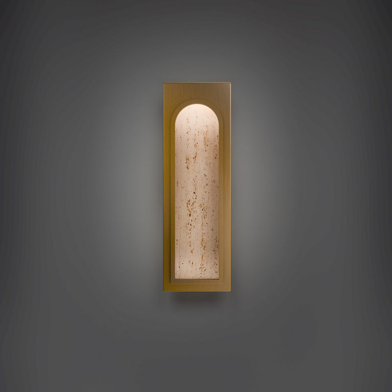 Modern Forms WS246619-WV/AB LED Wall Sconce, Beige Travertine/Aged Brass