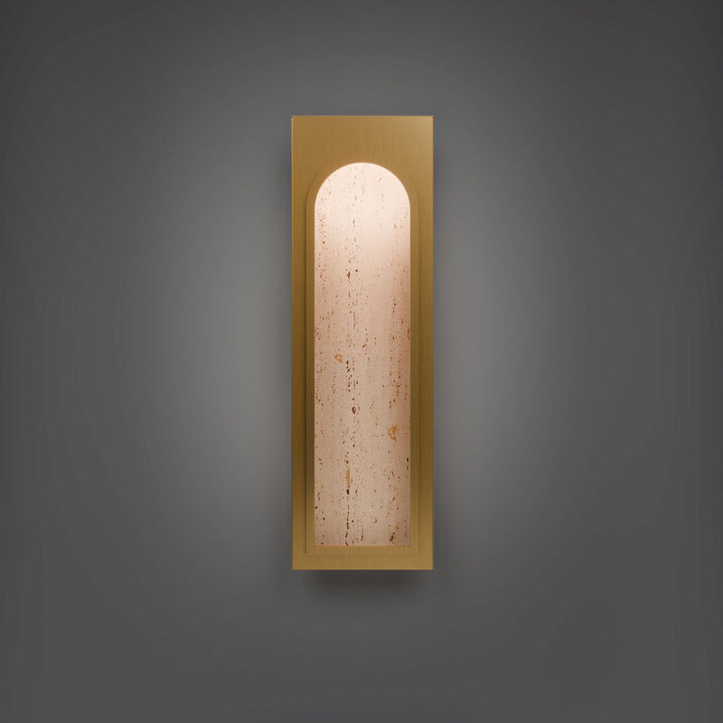 Modern Forms WS246624-WV/AB LED Wall Sconce, Beige Travertine/Aged Brass
