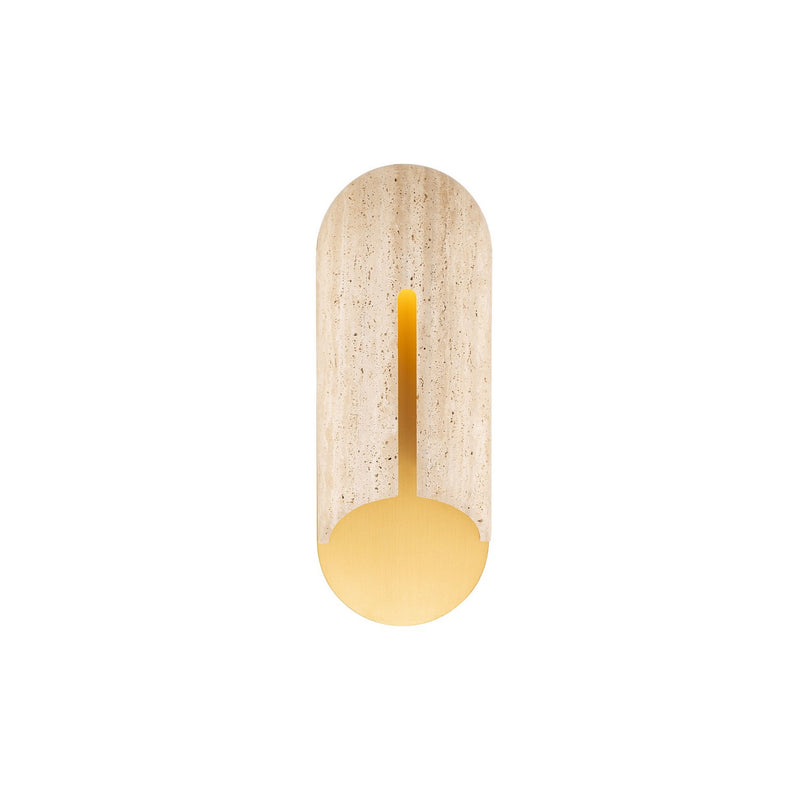 Modern Forms WS-W10522-30-WV/AB LED Outdoor Wall Sconce, Beige Travertine/Aged Brass