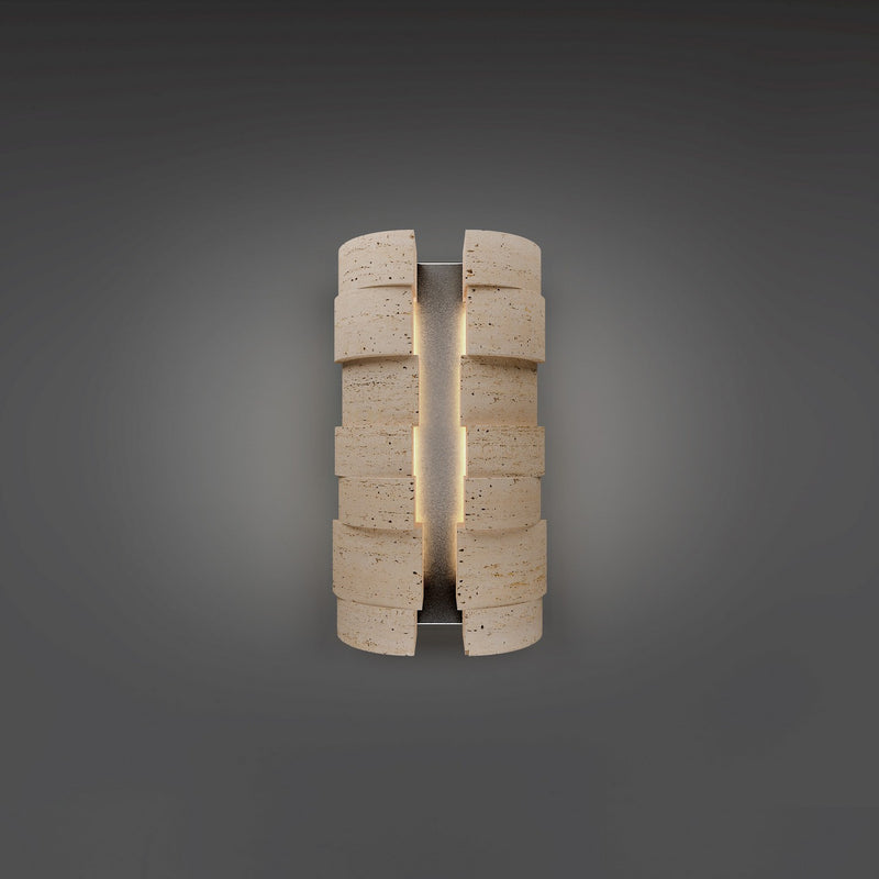 Modern Forms WSW210616-WV/BK LED Outdoor Wall Sconce, Beige Travertine/Black
