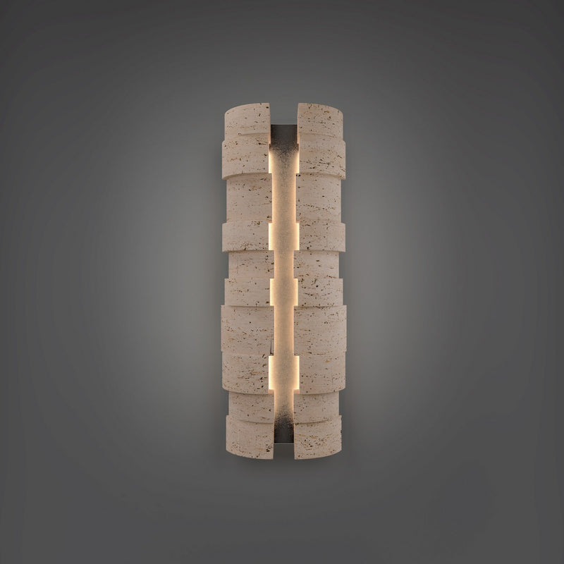 Modern Forms WSW210624-WV/BK LED Outdoor Wall Sconce, Beige Travertine/Black