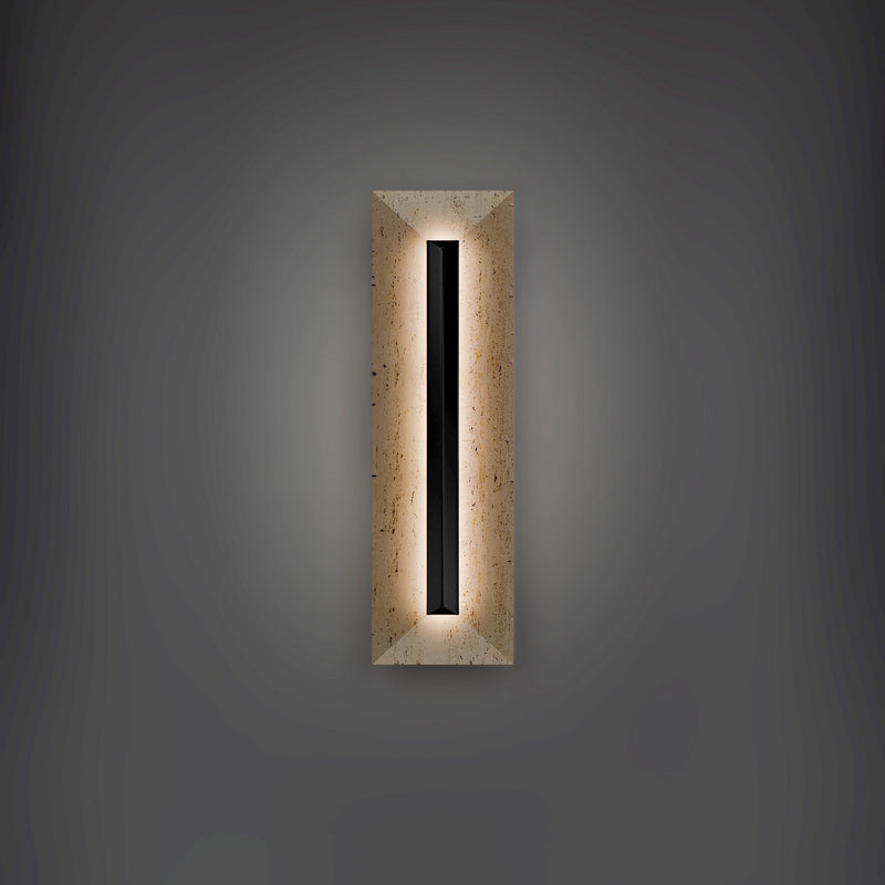 Modern Forms WSW218620-WV/BK LED Outdoor Wall Sconce, Beige Travertine/Black