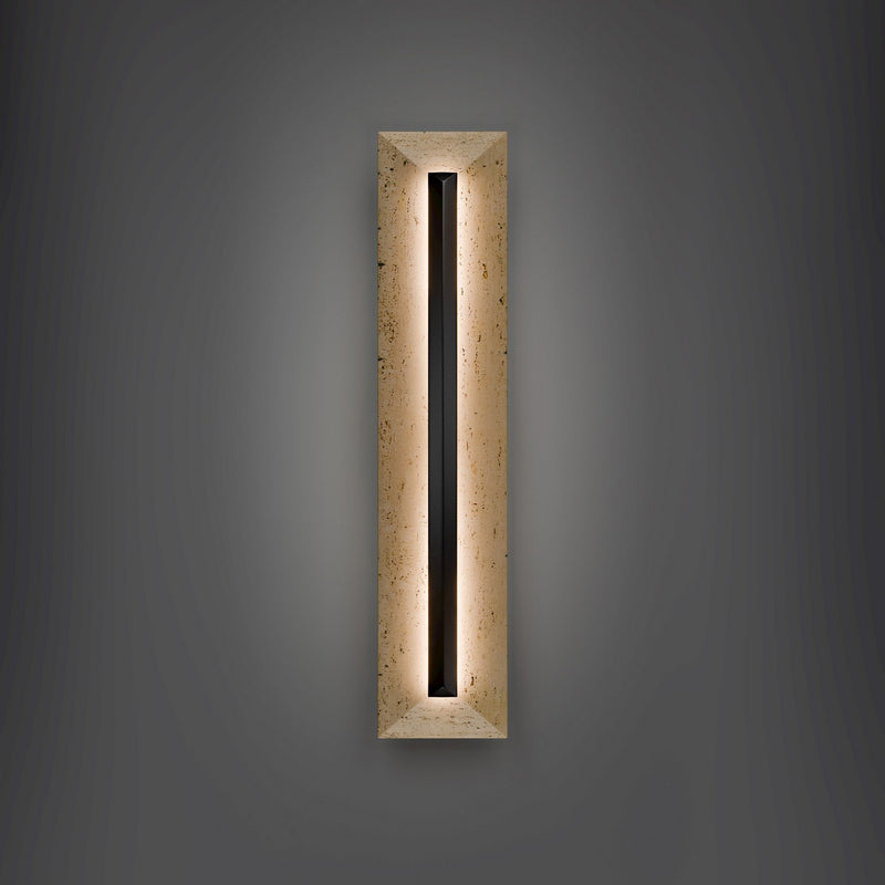 Modern Forms WSW218628-WV/BK LED Outdoor Wall Sconce, Beige Travertine/Black