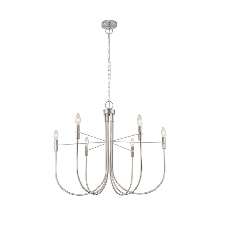 Artcraft AC12226BN Six Light Chandelier, Brushed Nickel