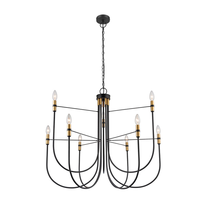 Artcraft AC12229BB Nine Light Chandelier, Black