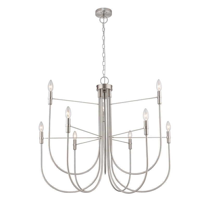 Artcraft AC12229BN Nine Light Chandelier, Brushed Nickel