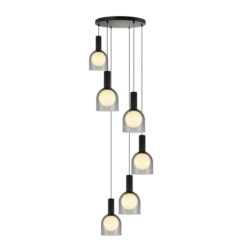 Artcraft SC13386BK Six Light Pendant, Black