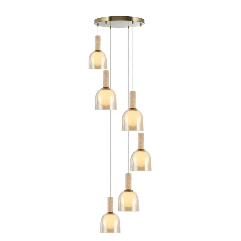 Artcraft SC13386BR Six Light Pendant, Brass