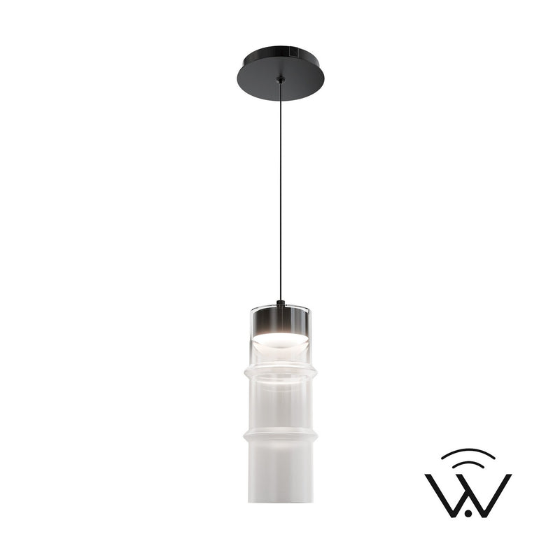 W.A.C. Lighting PD413612-TWA-BKWT LED Pendant, Black/White Glass