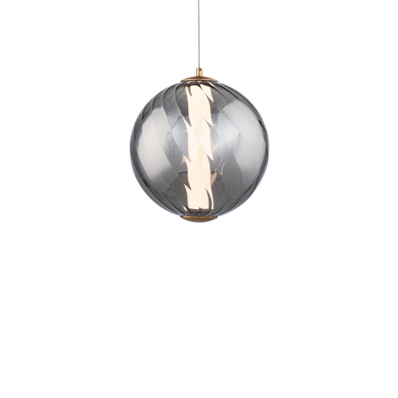 Modern Forms PD-32511-40-SM/AB LED Mini Pendant, Smoke Glass/Aged Brass