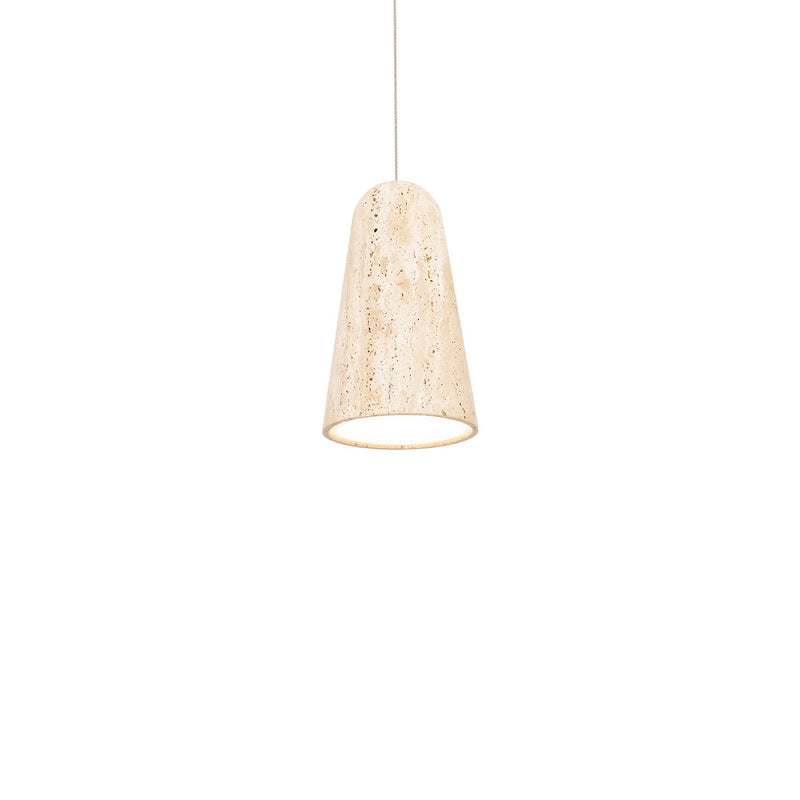 Modern Forms PD-4510-40-WV/AB LED Mini Pendant, Beige Travertine/Aged Brass