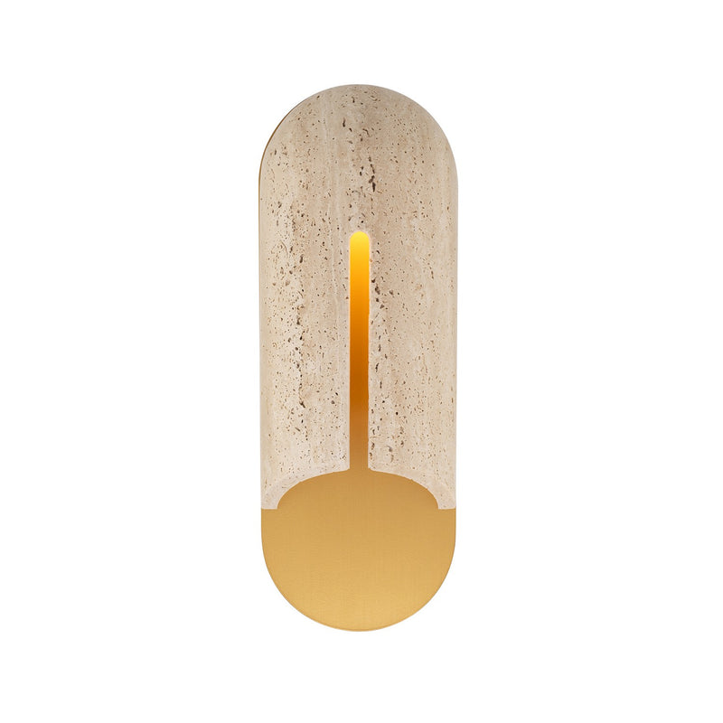 Modern Forms WS-W10516-40-WV/AB LED Outdoor Wall Sconce, Beige Travertine/Aged Brass
