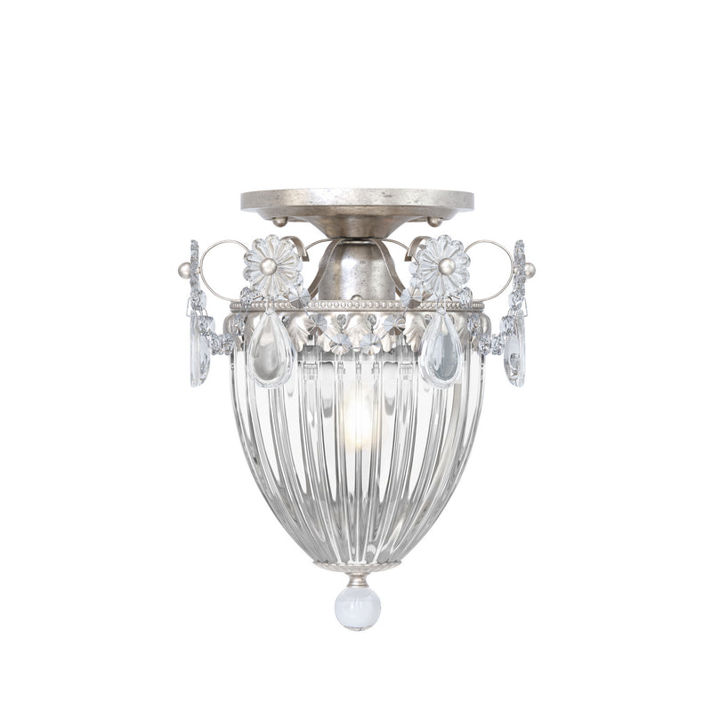 Schonbek 1239-48A One Light Semi-Flush Mount, Antique Silver