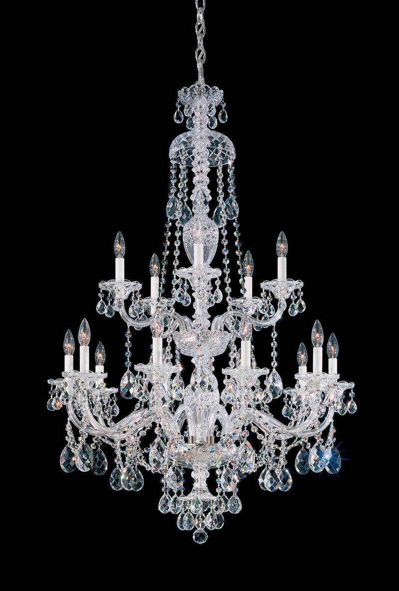 Schonbek 3608-40A 15 Light Chandelier, Silver