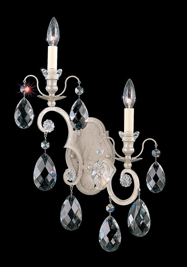 Schonbek 3757-48R Two Light Wall Sconce, Antique Silver