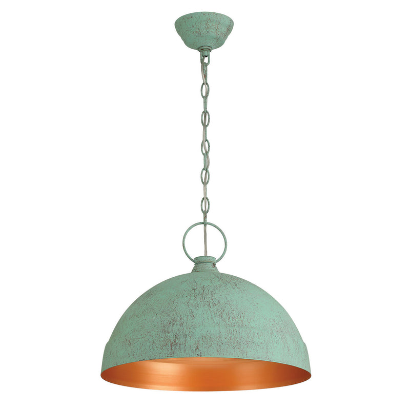 Golden 0318-L GP One Light Pendant, Green Patina