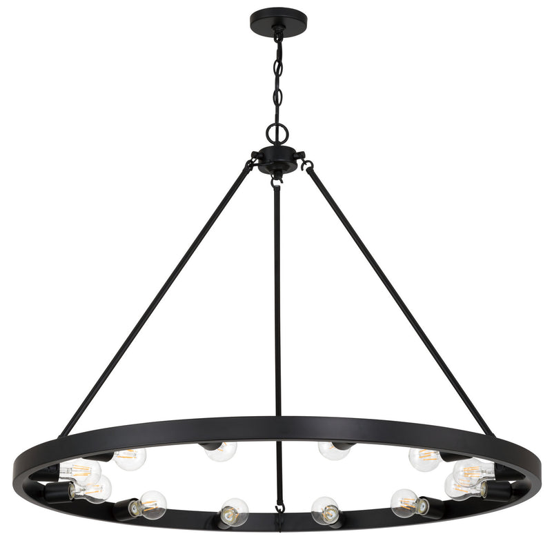 Golden 1019-12 BLK 12 Light Chandelier, Matte Black