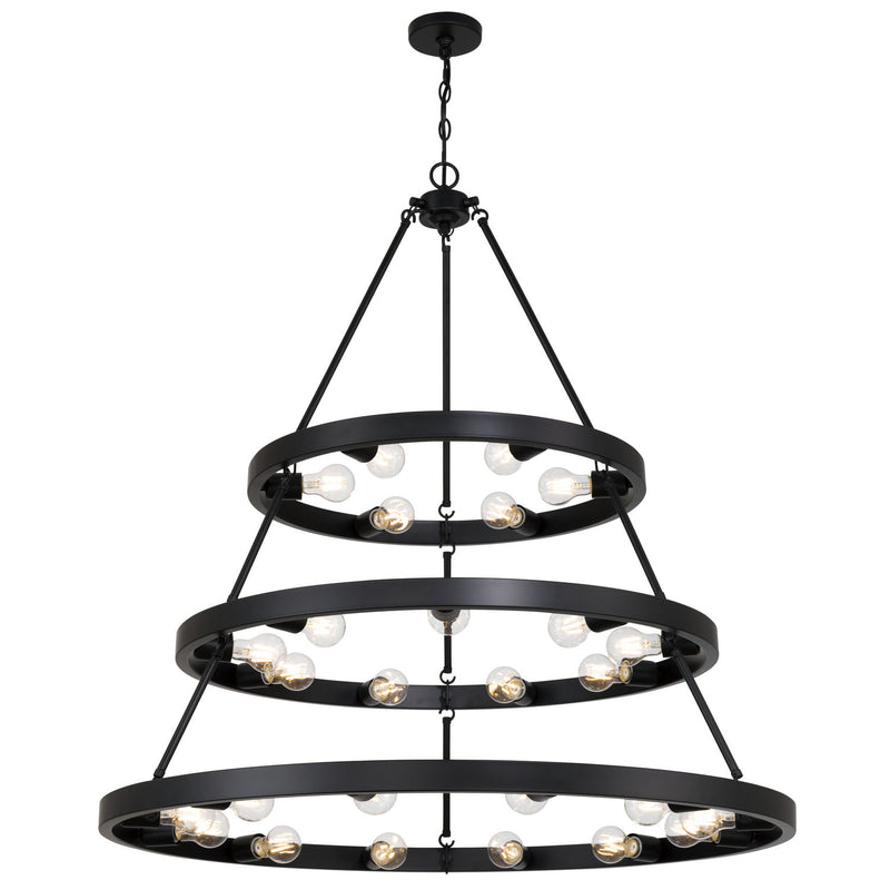 Golden 1019-6-9-12 BLK 27 Light Chandelier, Matte Black
