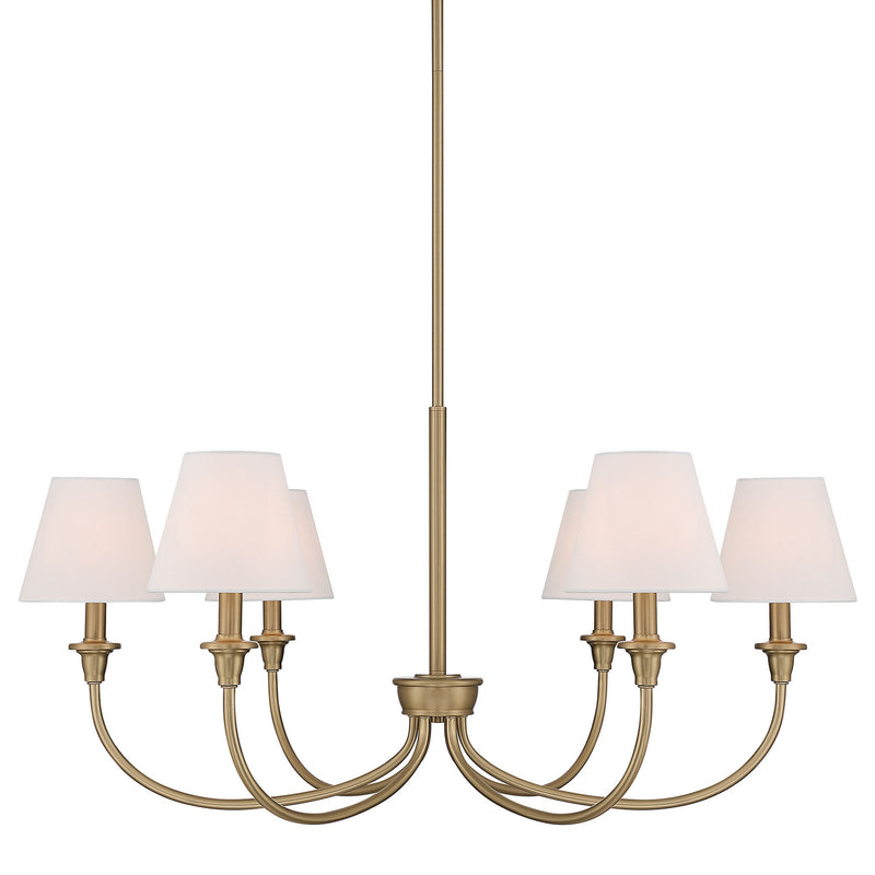 Golden 1622-6 BCB-EHW Six Light Chandelier, Brushed Champagne Brass