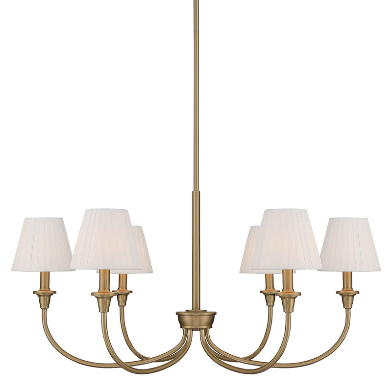 Golden 1622-6 BCB-EPW Six Light Chandelier, Brushed Champagne Brass