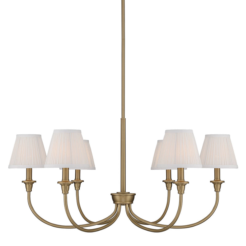 Golden 1622-6 BCB-HGW Six Light Chandelier, Brushed Champagne Brass