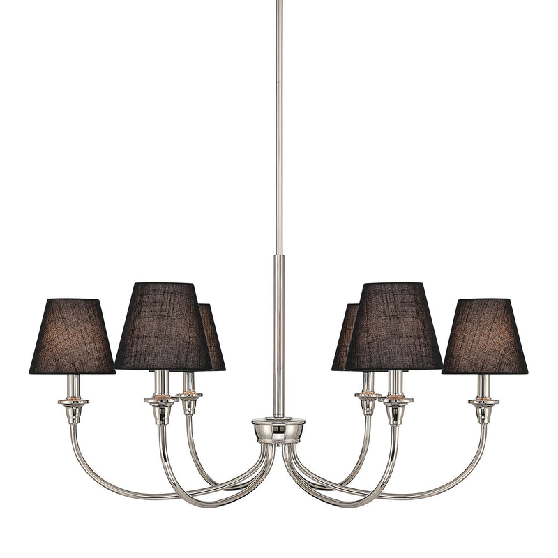 Golden 1622-6 PN-EHB Six Light Chandelier, Polished Nickel