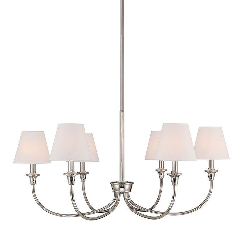 Golden 1622-6 PN-EHW Six Light Chandelier, Polished Nickel