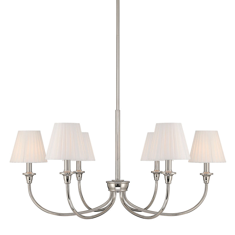 Golden 1622-6 PN-EPW Six Light Chandelier, Polished Nickel