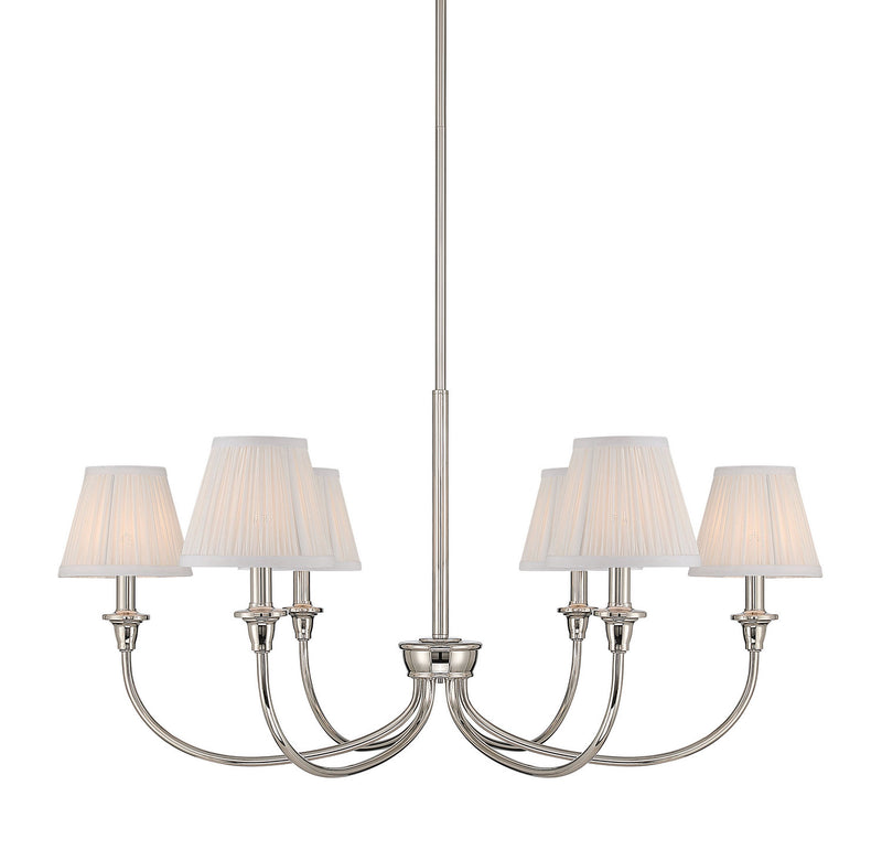 Golden 1622-6 PN-HGW Six Light Chandelier, Polished Nickel
