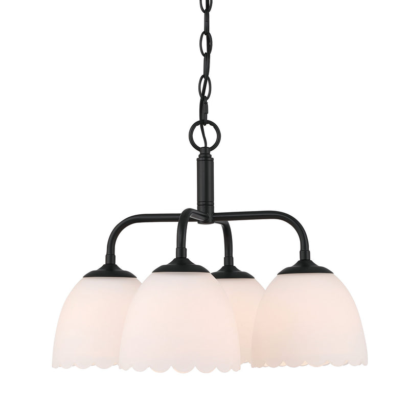 Golden 6954-4P BLK-OP Four Light Pendant, Matte Black