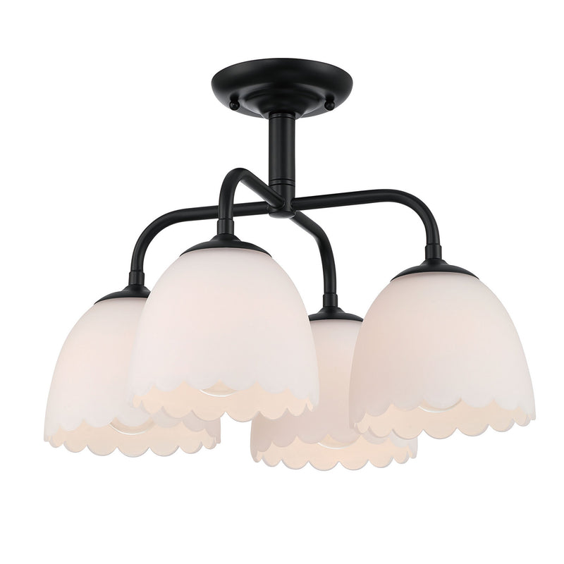 Golden 6954-4SF BLK-OP Four Light Semi-Flush Mount, Matte Black