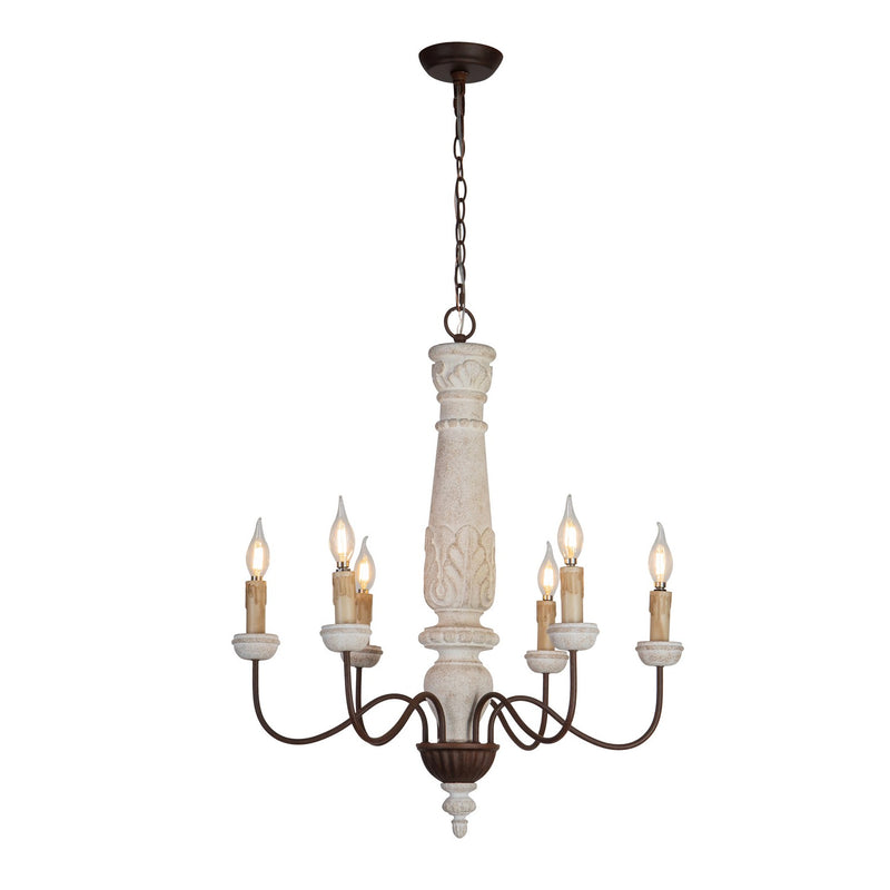 Terracotta Designs H26101-27 Six Light Chandelier, Ivory Limestone Patina