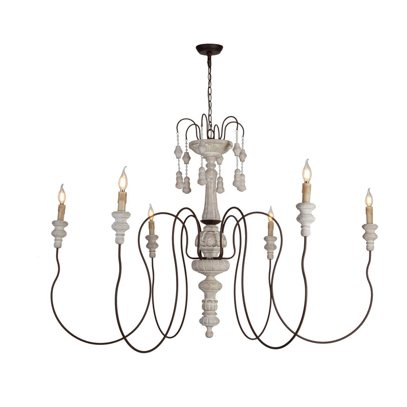 Terracotta Designs H26104-58 Six Light Chandelier, Ivory Limestone Patina
