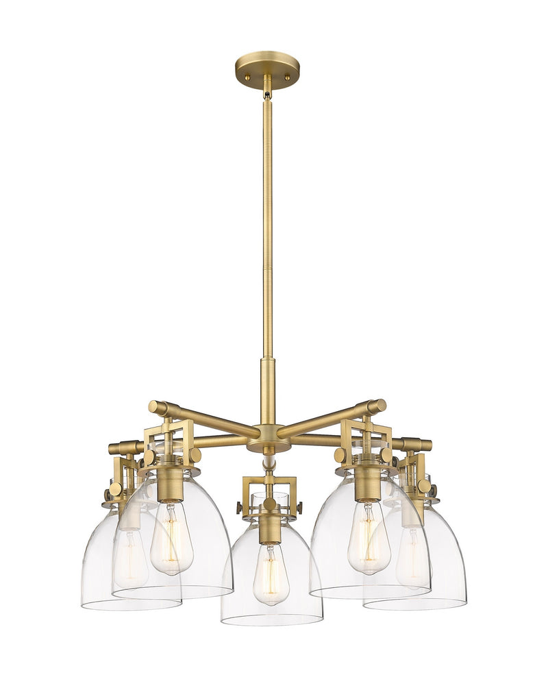 Innovations 411-5CR-BB-G412-7CL Five Light Chandelier, Brushed Brass