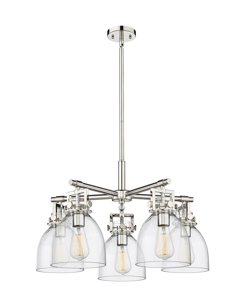 Innovations 411-5CR-PN-G412-7CL Five Light Chandelier, Polished Nickel
