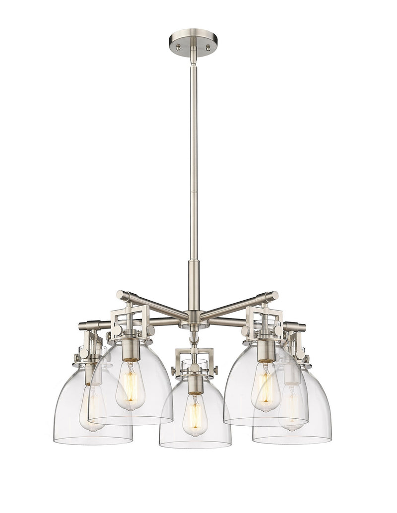 Innovations 411-5CR-SN-G412-7CL Five Light Chandelier, Satin Nickel