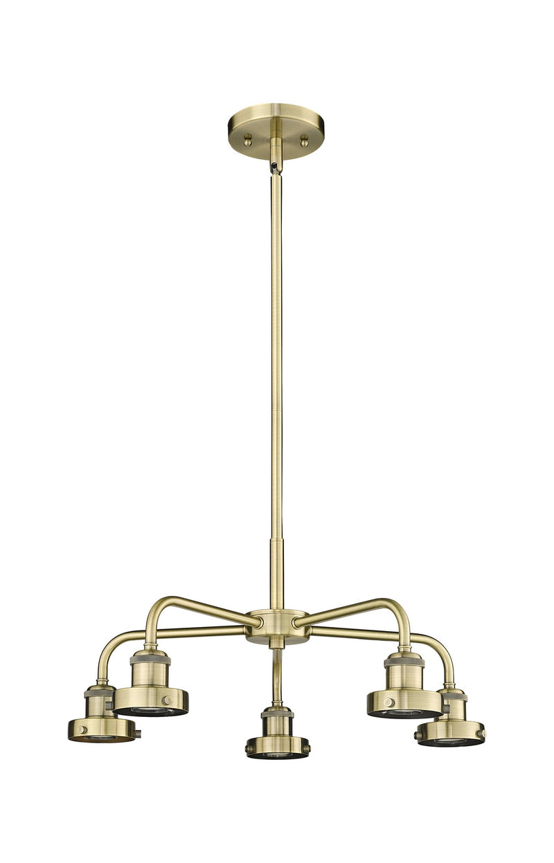 Innovations 916-5CR-AB Five Light Chandelier, Antique Brass