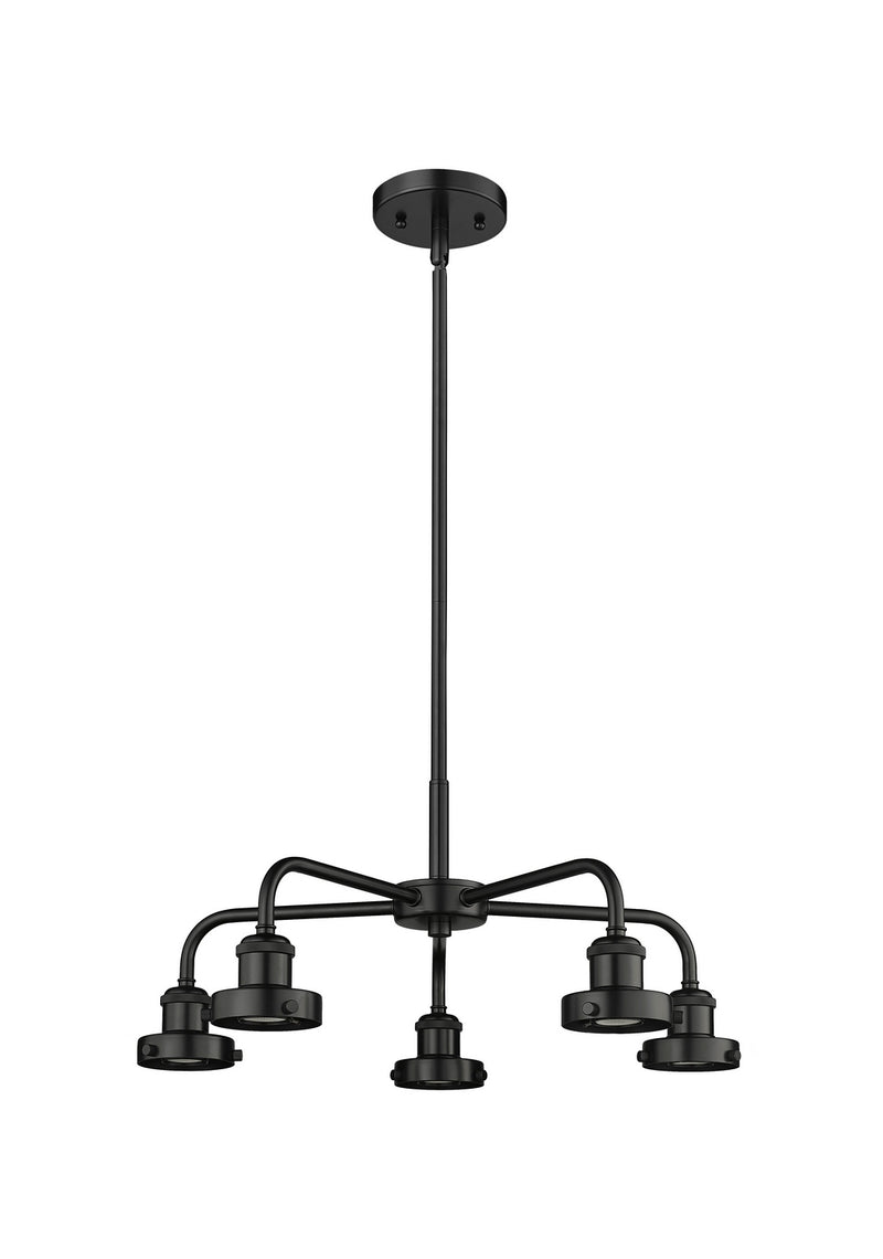 Innovations 916-5CR-BK Five Light Chandelier, Matte Black