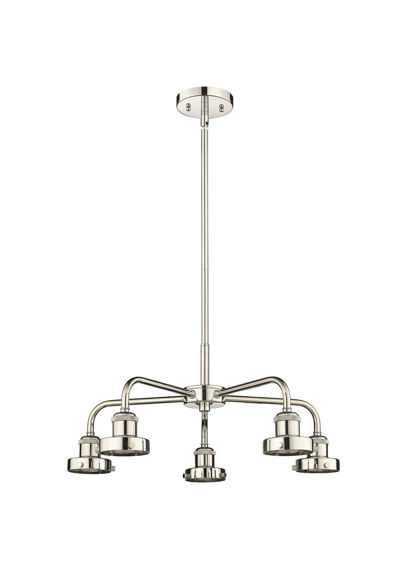 Innovations 916-5CR-PN Five Light Chandelier, Polished Nickel