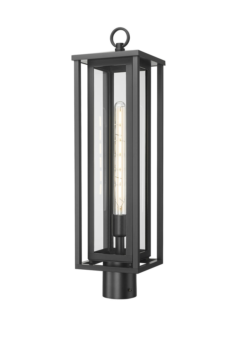 Innovations 9950-1PLT-BK-25-CL One Light Outdoor Post Lantern, Matte Black