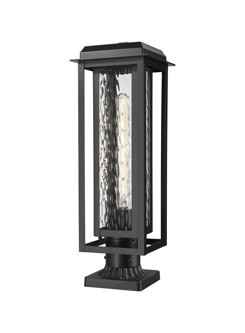 Innovations 9951-1PLT-BK-20-CG-BK-WG One Light Outdoor Post Lantern, Matte Black