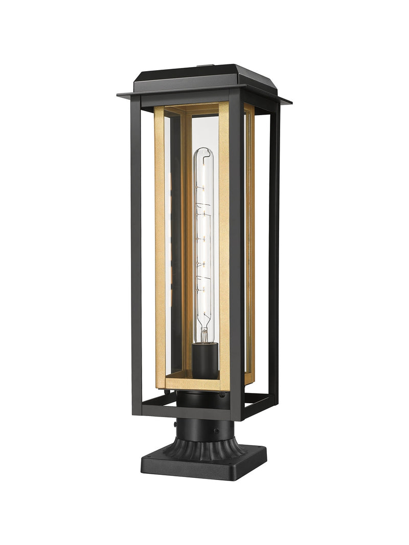Innovations 9951-1PLT-BK-20-CG-BR-CL One Light Outdoor Post Lantern, Matte Black