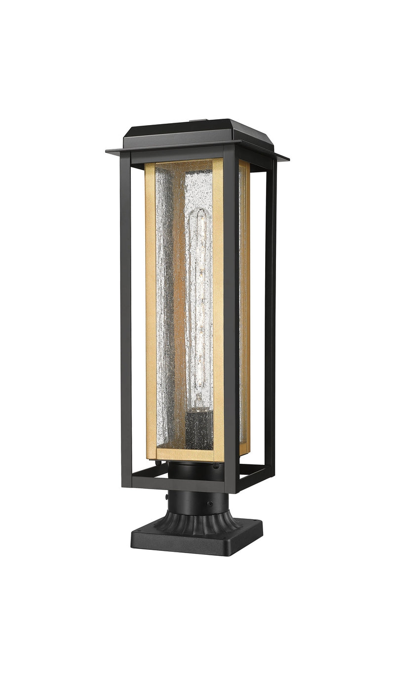 Innovations 9951-1PLT-BK-20-CG-BR-SDY One Light Outdoor Post Lantern, Matte Black