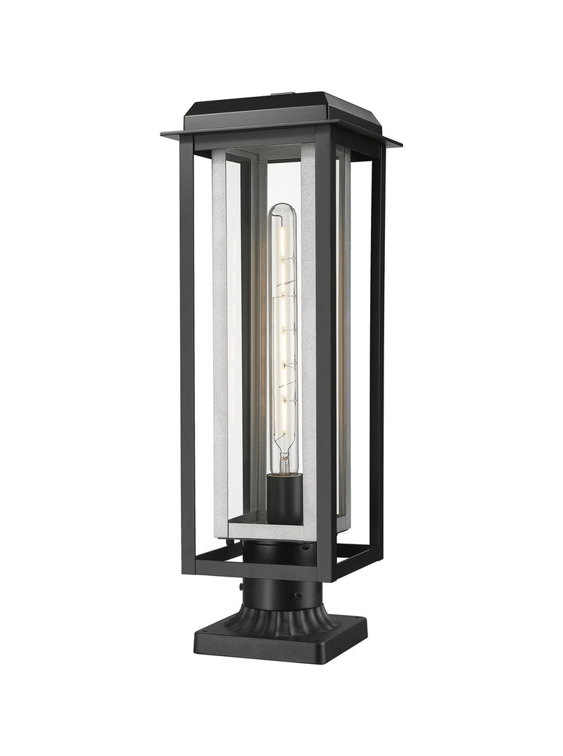 Innovations 9951-1PLT-BK-20-CG-SV-CL One Light Outdoor Post Lantern, Matte Black