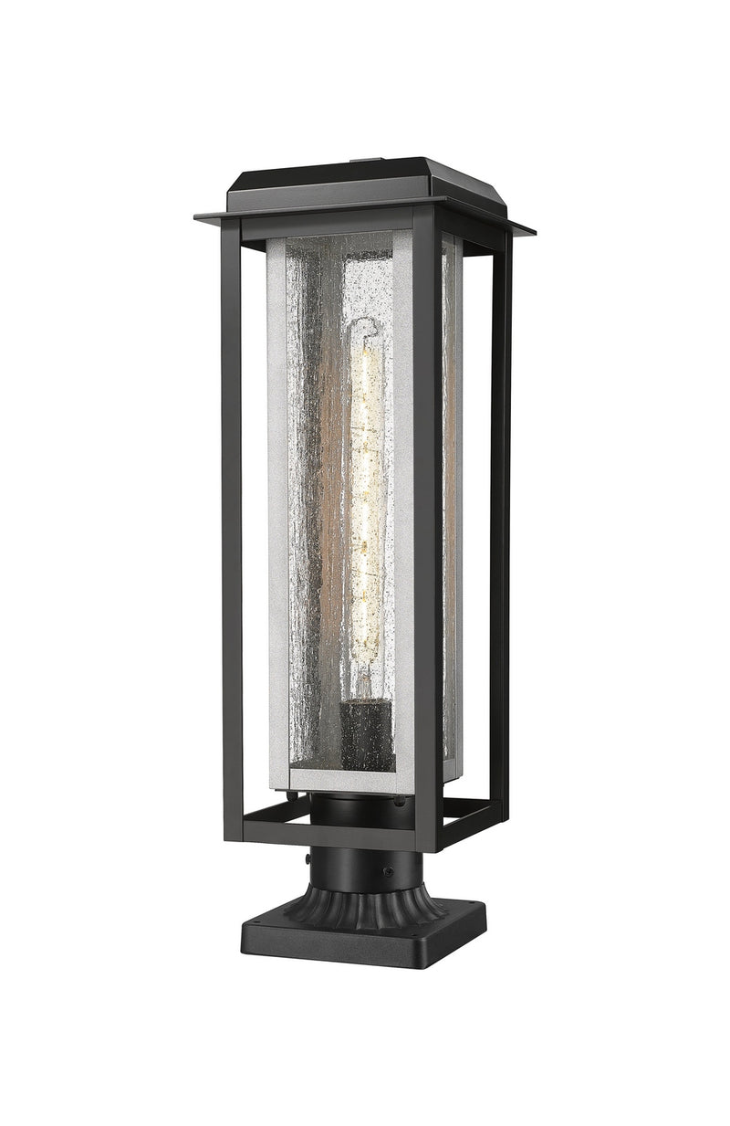 Innovations 9951-1PLT-BK-20-CG-SV-SDY One Light Outdoor Post Lantern, Matte Black