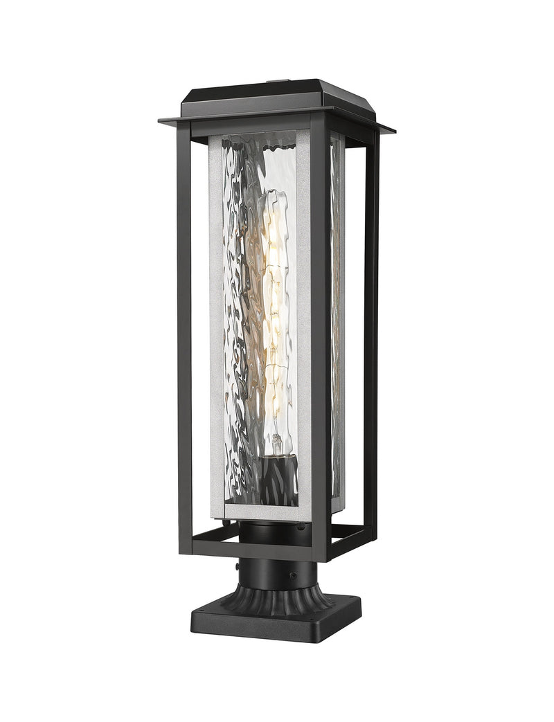 Innovations 9951-1PLT-BK-20-CG-SV-WG One Light Outdoor Post Lantern, Matte Black